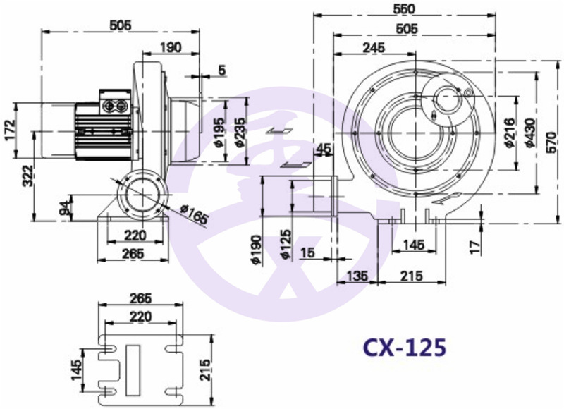 550w750W1.1kw1.5kw2.2kw铝壳中压风机生物质燃烧机炉灶鼓风机示例图10